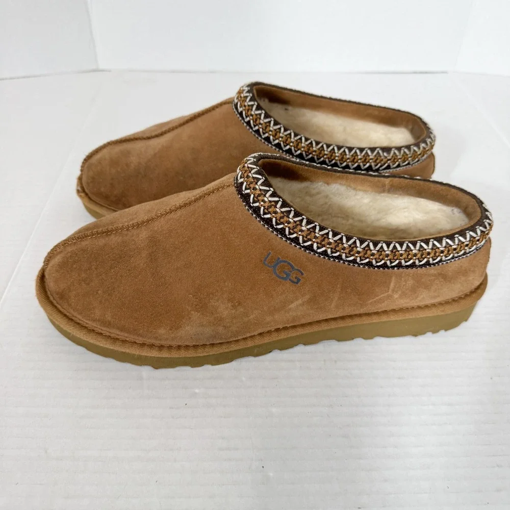 UGG Mens Tasman Suede Chestnut Shearling Clog Mule Cozy Slipper Size 11